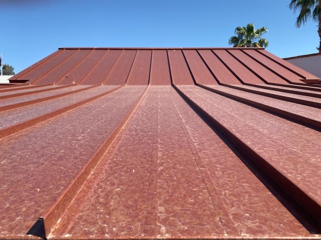 red standing seam metal roof in Mesa, Arizona.