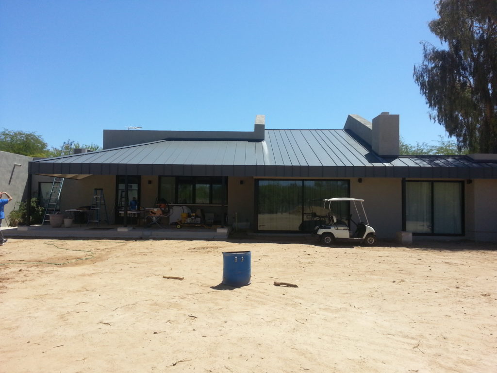 New home in Arizona with a new metal roof installed by Vertex Roofing.