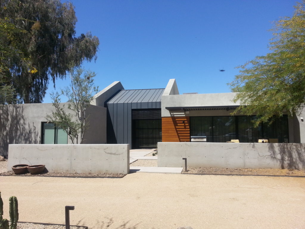 A home in Arizona with new soffit and fascia board installed by Vertex Roofing