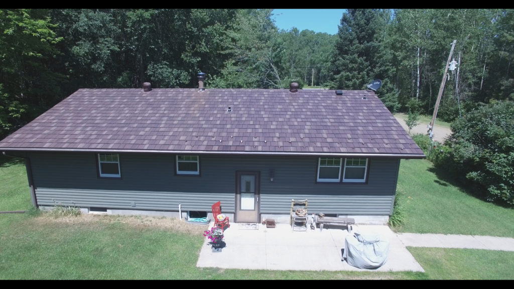 variegated color metal shake roof.