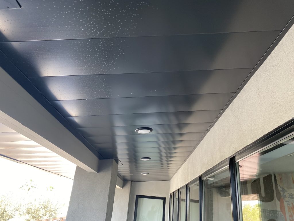 New soffit panels installed by Vertex Metal Roofing.