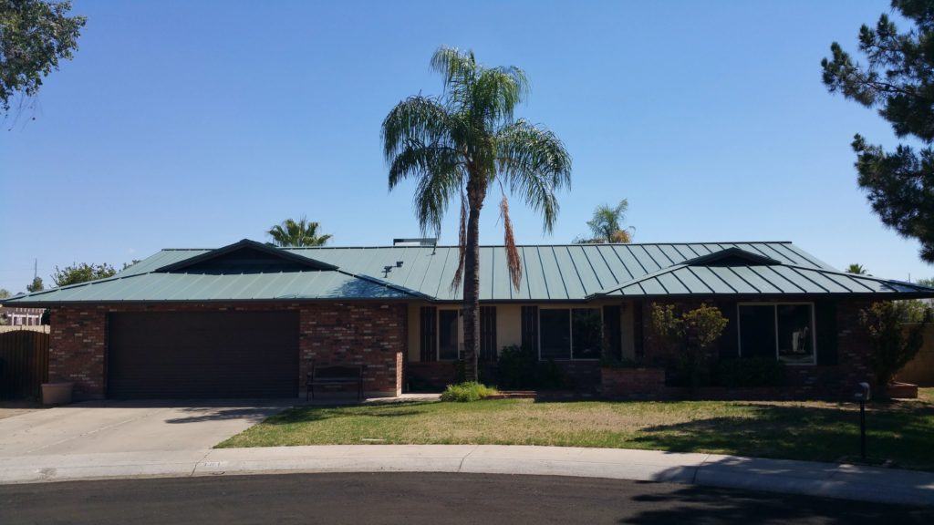 a home in Arizona with a standing seam metal roof.