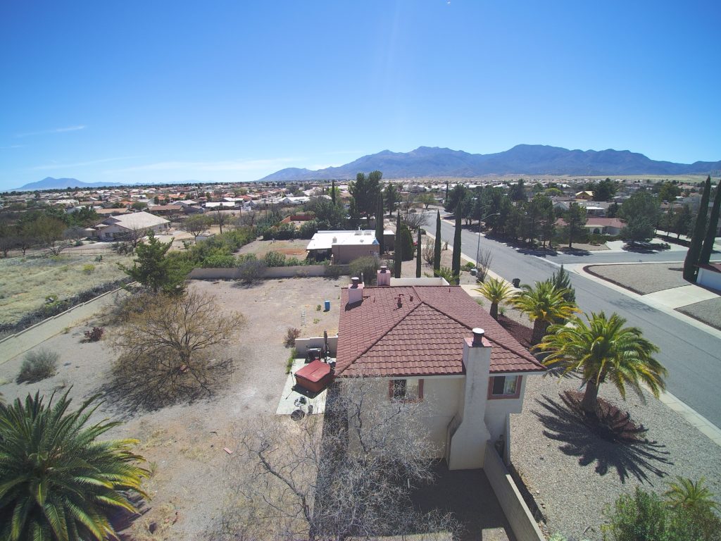 Overhead view of an Arizona home with a new stone coated steel roof.