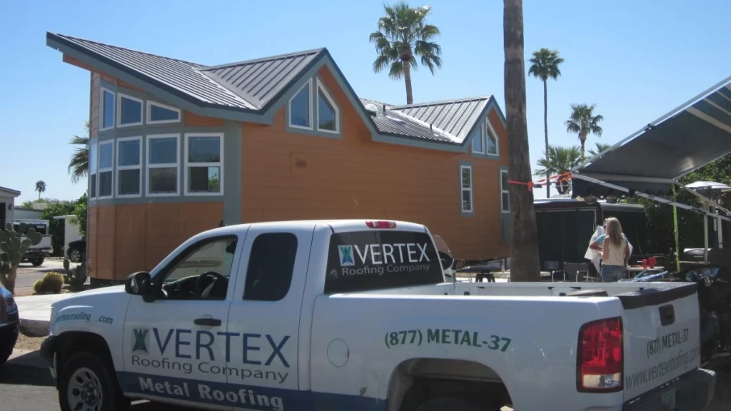 Vertex Truck in front of Tiny Home
